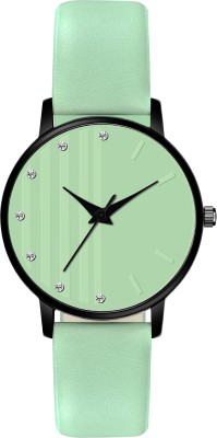 KBL Girl's and Women's Quartz Watch with Analogue Light Green Display and Light Green Leather Strap (Pack of 1) Analog Watch  - For Women