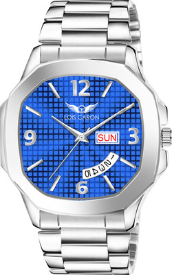 LOIS CARON LCS 8313 Square Day and Date Functioning Stainless Steel Strap New Quartz Analog Watch  - For Men