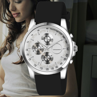 AWEX A_TS09_BlackBelt_SilverDila_11 Stylish silver dial men’s watch with a lightweight black silicone band Analog Watch  - For Men
