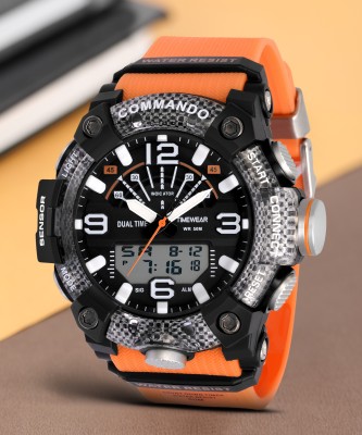 TIMEWEAR 1935 ORANGE TIMEWEAR Commando Series Black Dial Orange Silicone Strap Sports Analog-Digital Watch  - For Men