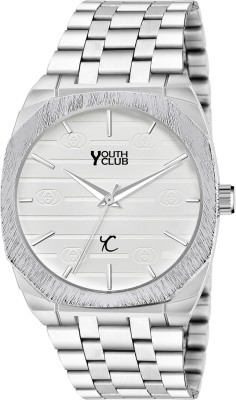 YOUTH CLUB steel white Edge Steel with Silver ring Analog Watch  - For Men