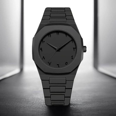 NAYABE Men's Watch with Arabic Numerals Matte Black Minimalistic Analog NAYABE Luxury Matte Black Aura Wrist Watch Sleek & Minimalist Design Analog Watch  - For Men