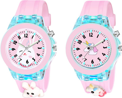 MAAN INTERNATIONAL Kids-Rebit-Unicorn Multicolor Lights 3D Cute Cartoon Multi Function Rubber Strap Kidd's Boys Analog Watch  - For Boys & Girls