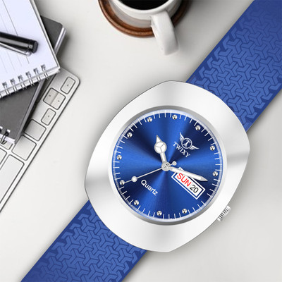TWIXY TY-RD-1 BLUE TWIXY Day-Date Functioning Blue Dial & High Quality Blue Silicon Belt Analog Watch  - For Men