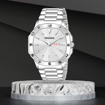 PROVOGUE PRV-227-SILVER Stylish Day and Date Analog Watch  - For Men