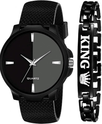 Vtrack Vtrack Shadow Style Double Colour Dial Watch With King Bracelet For Men Analog Watch  - For Men