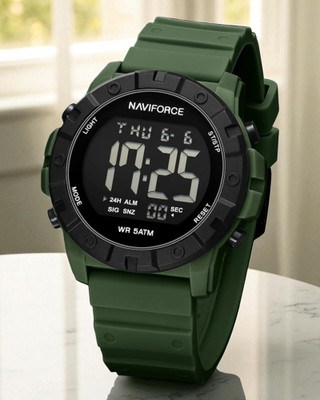 NAVIFORC Green LCD Display Trendy Silicone Waterproof Digital Watch  - For Men