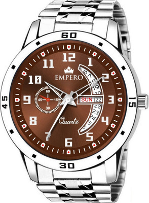EMPERO EMPERO Working Day & Date Display Stainless Steel Chain With Brown Dial Analog Watch  - For Men