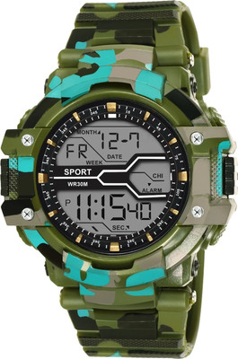 Razyloo A Sports Digital Watch Multi-Functional Automatic Military Colour Strap Youth Digital Watch  - For Men