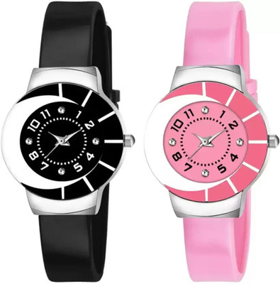 new lifestyle New Attractive Multi Color Dial Silicone Strap Analog Watch Combo For- Girls Digital Watch  - For Boys & Girls