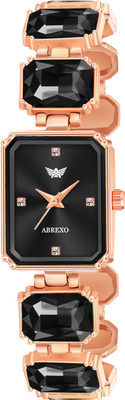 ABREXO Abx5540-Black Beautiful Square Dial Black Studded Stone Analog Watch For Girls Analog Watch  - For Women