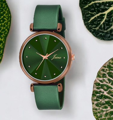 JAINX Green Silicone Band Analog Watch  - For Women