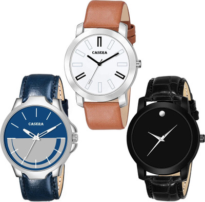 SHURAI Leather_3_combo_half Classic Every Occasion 3 Stylish Timepieces in One Set for men Analog Watch  - For Men