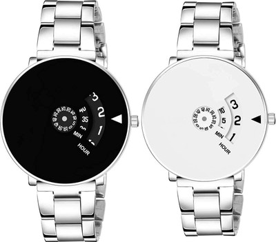 MAHAVIRA COLLECTION PAIDU_COMBO_BLACK_WHITE Premium Contrast Look Analog Watch Combo with Steel Chain | Best Gift for men Analog Watch  - For Men