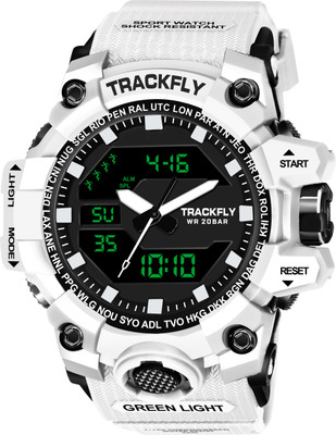 Joymart 1005 WHITE Silicone Strap Hybrid Multi Function Working Premium Quality LED Light Analog-Digital Watch  - For Men