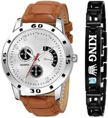 Shivark Brown Leather Strap With Bracelet Analog Watch  - For Boys