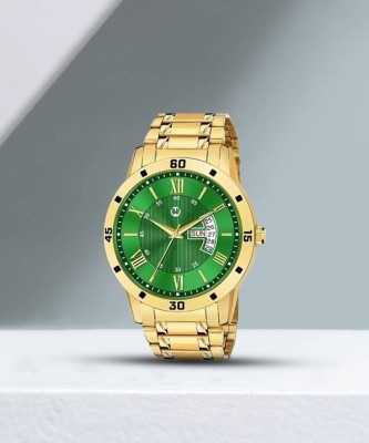 WIZARD TIMES Green Day & Date Dial Water Resistant Watch For Men Golden Chain Strap Green Day & Date Dial Water Resistant Analog Watch  - For Men