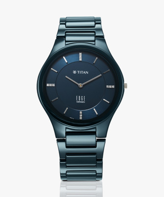Titan Edge Ceramic Quartz in Atlantic Blue Dial with Diamonds Analog Watch  - For Men