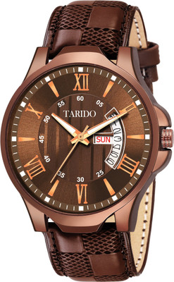 Tarido Analog Watch New Generation Brown Dial Brown Genuine Leather Strap Day & Date Working Wrist Analog Watch  - For Men
