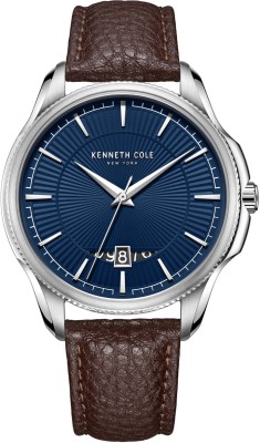 Kenneth Cole KCWGB2217801MN Quartz Analog with Date Blue Dial Leather Strap Watch Analog Watch  - For Men