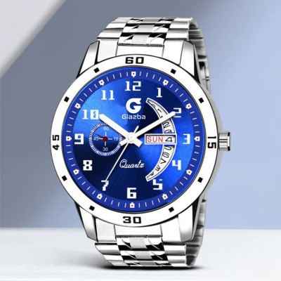 Glazba Day & Date Function Watch With Blue Dial, Stainless Steel Chain Strap Analog Watch  - For Men