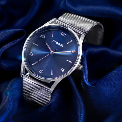 SONATA Sonata 2.0 Quartz Analog Blue Dial Silver Stainless Steel Strap Watch Analog Watch  - For Men