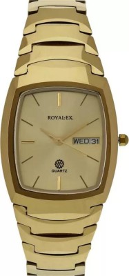 Royalex Men Tungsten Ceramic Watch Golden Dial Day and Date Golden Ceramic Case & Chain Elegent Men's Tongsten Ceramic Watch Golden Dial Day and Date Analog Watch  - For Men