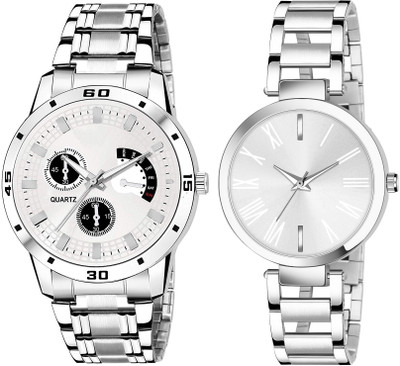 PEPPER STYLE Quality Silver Quartz analog Analog Watch  - For Couple