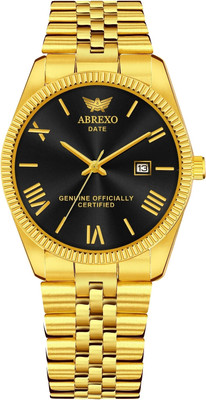 ABREXO Abx7777-Black Gold Series Pilot Series Date Working Round Black Dial Quartz Mechanism Watch For Boys Analog Watch  - For Men