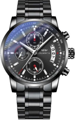 Olmeca Royal Luxury Black Chronograph All Inside Dials Working Three-Eye Six-Needle Analog Watch  - For Men