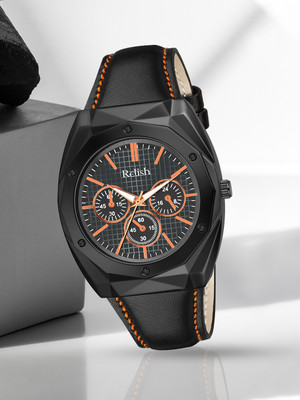 RELish Quartz Analog Watch Quartz Analog, Black Dial with PU leather Strap | Black Wristwatch for Men Analog Watch  - For Men
