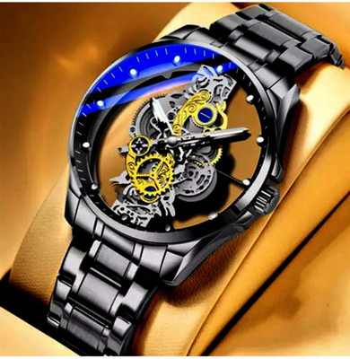 Agg traders AT13 new mens trending round skeleton transparent dial watch Analog Watch  - For Men