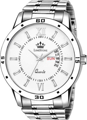 LIMESTONE Day and Date Functioning Steel Strap New Quartz Analog Watch  - For Men