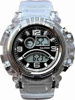 PIRASO PS-1017 Transparent White Strap Black Dial Digital Sports Transparent White Strap And Black Dial Watch for Men and Boys. Digital Watch  - For Men