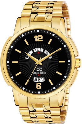 AquaBliss Gold Stainless Steel Day & Date Display Analog Watch  - For Men