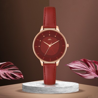 ETLIS MT-574 Versatile Rose Gold-Toned Maroon Analog Watch  - For Women