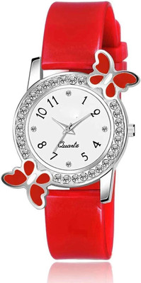 MAHAVIRA COLLECTION RED_BF Red diamond studded attractive butterfly style trending design kids Analog Watch  - For Girls