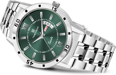 TIMEWEAR 334GDTG Green Roman Dial Day Date Functioning Stainless Steel Chain Analog Watch  - For Men