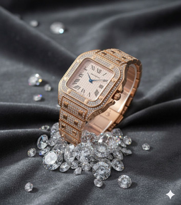 LEATHERTONE WW82 Dazzling Pave Square Case Watch Analog Watch  - For Men & Women