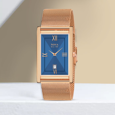 NOVA Slim watch Slim RoseGold Mesh Chain Date Function Watch Analog Watch  - For Men & Women