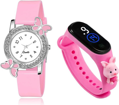 Ultra Wise Analog Diamond Dial with Digital Dial Waterproof Stylish and Fashionable Smart Watch LED Band for Kids 3D Colorful Cartoon Analog Watch  - For Boys & Girls