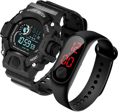 Zienz µ Smile ¥ B20462N Black Dial/Strap Sports Day and Date Kids Combo Set 2 Digital Watch  - For Men