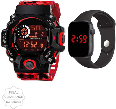 Trex SCK_RED+app With Square LED Shockproof Multi-Functional Automatic Red Color Army Strap Digital Watch - For Boys & Girls Trex SCK_RED+app With Square LED Shockproof Multi-Functional Automatic Red Color Army Strap Digital Watch - For Boys & Girls