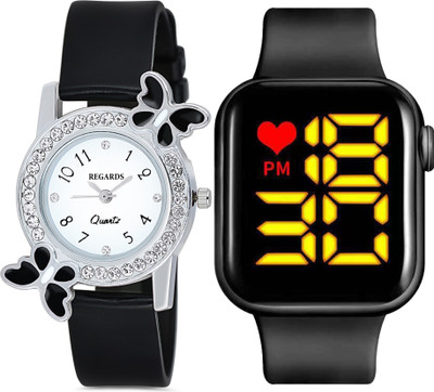 REGARDS REGARDS-0086458 Black Smart Square Led Premium Quality Combo Pack Of 2 Best Gift Ever Analog-Digital Watch  - For Boys & Girls
