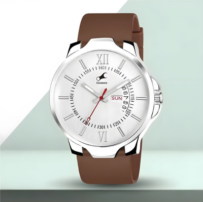Giomex DD White Silicon Brown Strap Premium Addition Analog Watch  - For Men