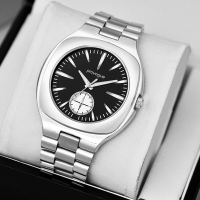 PROVOGUE Silver Analog Case with Striking Black Dial and Sleek Design Analog Watch  - For Men