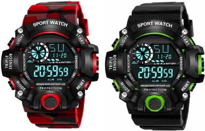 HALA Wrist Sport Ultra Combo Watch with Water Resist Pack of 2 Digital Watch  - For Men