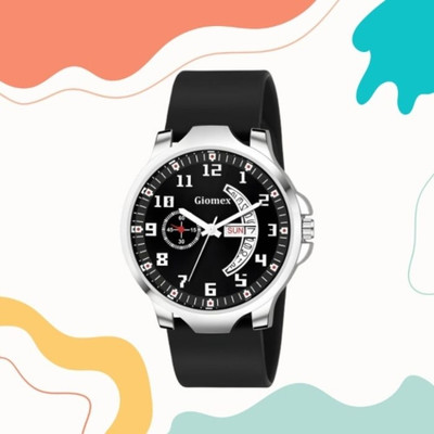 Giomex New Gen Black Smile Silicon Black Strap Analog Watch Analog Watch  - For Men