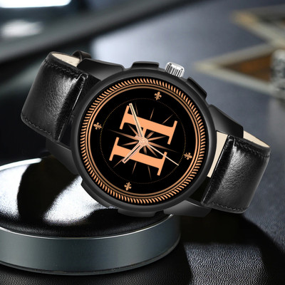 Red Robin ALPHA-H-J16-BLK-L-1 Alpha Heritage Collection H Black Strap Watch for Man & Boys Analog Watch  - For Men
