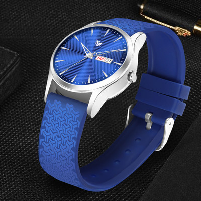 Leril AK-SLICON-4003-Blue date analog silicon black Analog Watch  - For Men
